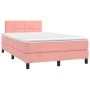 Box spring bed with mattress and LED pink velvet 120x200 cm by vidaXL, Beds and slatted bases - Ref: Foro24-3134398, Price: 3...