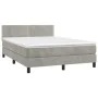 Box spring bed with mattress and LED light gray velvet 140x190 cm by vidaXL, Beds and slatted bases - Ref: Foro24-3134339, Pr...