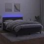 Box spring bed with mattress and LED dark gray velvet 140x190 cm by vidaXL, Beds and slatted bases - Ref: Foro24-3134520, Pri...