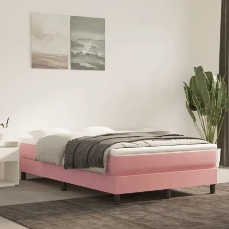 Cama box spring con colchón terciopelo rosa 120x200 cm de vidaXL, Camas y somieres - Ref: Foro24-3144326, Precio: 327,11 €, D...