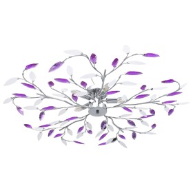 Lámpara de techo brazos cristal forma hoja 5 bombillas morado de vidaXL, Apliques de techo - Ref: Foro24-289240, Precio: 77,7...