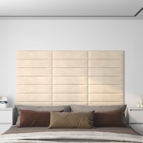 Paneles de pared 12 uds terciopelo color crema 60x