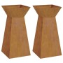 Maceta Pilar 2 pcs Plateado 35 x 35 x 73 cm Acero