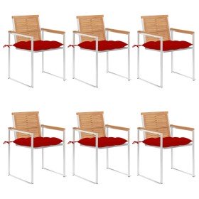 Sillas de jardín y cojines 6 unidades madera maciza de acacia