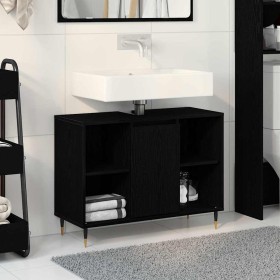 Gabinete de Baño con estante Roble negro 80 x 33 x 60 cm