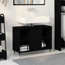 Gabinete de Baño con estante Roble negro 80 x 33 x 60 cm