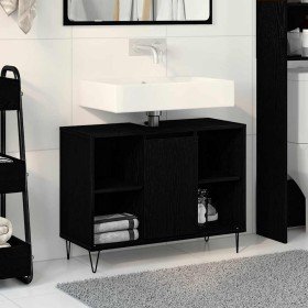 Gabinete de Baño Negro 80 x 33 x 60 cm Madera contrachapada en Tocadores de baño | Comprar online en Foro24