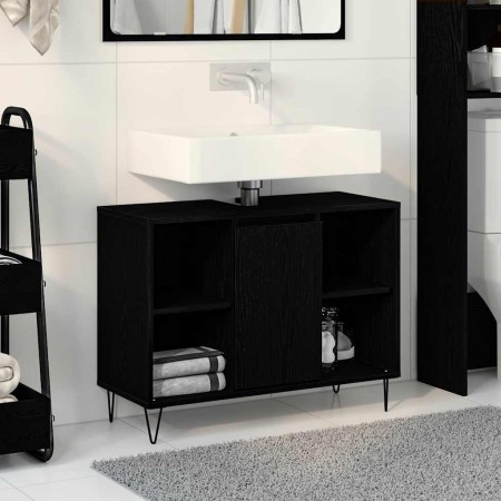 Gabinete de Baño con estante Roble negro 80 x 33 x 60 cm