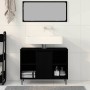 Gabinete de Baño con estante Roble negro 80 x 33 x 60 cm