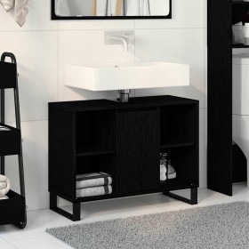 Gabinete de Baño con estante Roble negro 80 x 33 x 60 cm
