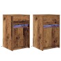 Armario de Noche LED 2 pcs Madera vieja 38 x 34 x 61 cm