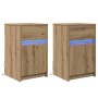 Armario de Noche LED 2 pcs Roble artisan 38 x 34 x 61 cm