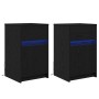 Armario de Noche LED 2 pcs Roble negro 38 x 34 x 61 cm