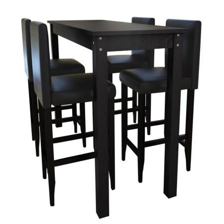 Hoher Küchentisch mit 4 schwarzen Barstühlen von vidaXL, Möbelsets für Küchen und Esszimmer - Ref: Foro24-160725, Preis: 535,...