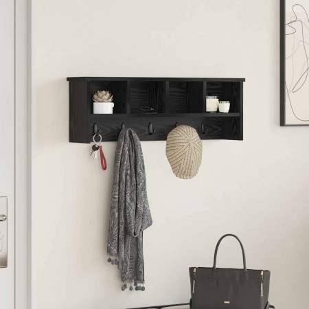 Perchero de pared con estante Roble negro 75 x 16 x 26 cm