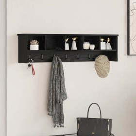 Perchero de pared con estante Roble negro 100 x 16 x 26 cm