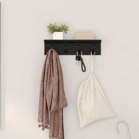 Perchero de pared con estante Roble negro 40 x 10.5 x 10.5 cm