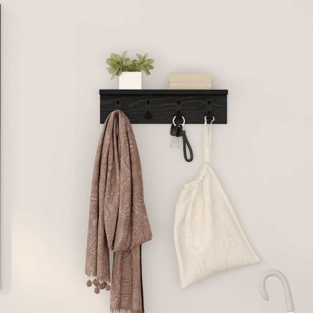 Perchero de pared con estante Roble negro 40 x 10.5 x 10.5 cm