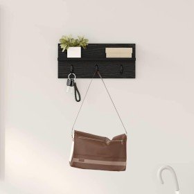 Perchero de pared con estante Roble negro 40 x 10.5 x 18 cm en Estantes y estanterías | Comprar online en Foro24