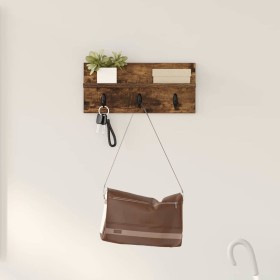 Perchero de pared con estante Roble ahumado 40 x 10.5 x 18 cm