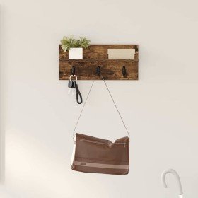 Perchero de pared con estante Roble ahumado 40 x 10.5 x 18 cm en Estantes y estanterías | Comprar online en Foro24