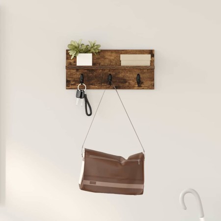 Perchero de pared con estante Roble ahumado 40 x 10.5 x 18 cm