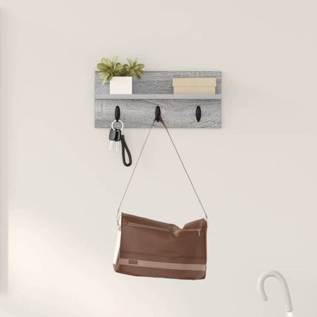 Perchero de pared con estante Gris sonoma 40 x 10.5 x 18 cm