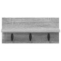 Perchero de pared con estante Gris sonoma 40 x 10.5 x 18 cm