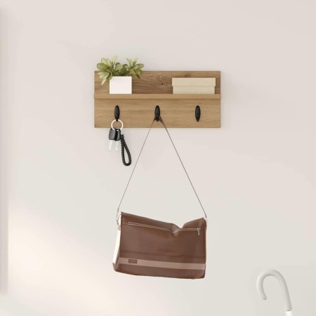 Perchero de pared con estante Roble artisan 40 x 10.5 x 18 cm