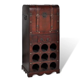 Wooden wine rack for 9 bottles trunk with drawer by vidaXL, Wine racks - Ref: Foro24-240506, Price: 114,41 €, Discount: %