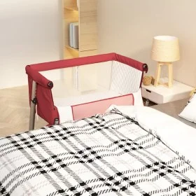 Kinderbett mit Matratze aus rotem Leinenstoff von vidaXL, Kinderbetten und Betten für Kinder - Ref: Foro24-10299, Preis: 112,...