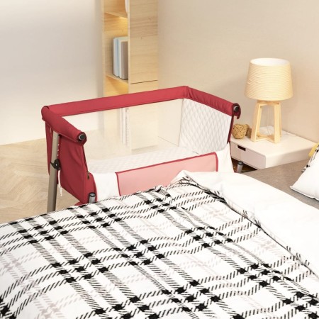 Crib with red linen fabric mattress by vidaXL, Cribs and beds for children - Ref: Foro24-10299, Price: 113,49 €, Discount: %