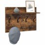 Perchero de pared con estante Roble ahumado 60 x 40 x 12 cm