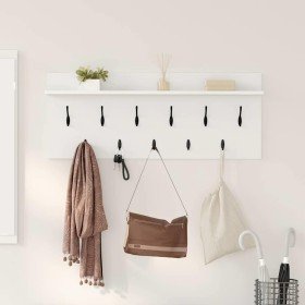 Perchero de pared con estante Blanco Madera contrachapada