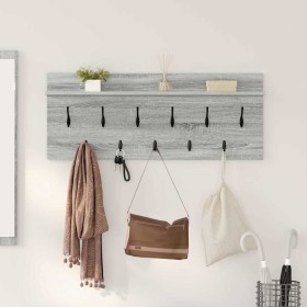 Perchero de pared con estante Gris sonoma Madera contrachapada