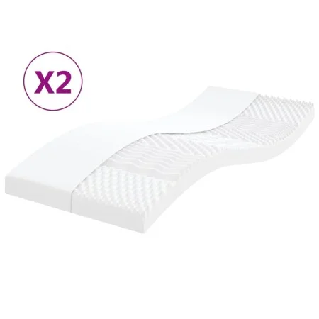 Foam mattresses 2 units 7 zones hardness 20ILD white 90x200 cm by vidaXL, Mattresses - Ref: Foro24-356363, Price: 204,57 €, D...