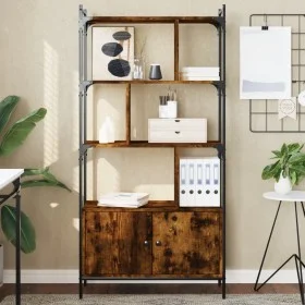 Shelving unit with smoked oak wood doors 76.5x30x154.5 cm by vidaXL, Bookcases and shelves - Ref: Foro24-833350, Price: 91,33...