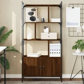 Shelf with brown oak wood doors 76.5x30x154.5 cm by vidaXL, Bookcases and shelves - Ref: Foro24-833352, Price: 92,60 €, Disco...