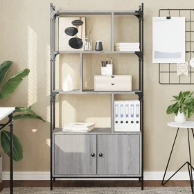 Sonoma-graues Holzregal mit Türen 76,5 x 30 x 154,5 cm von vidaXL, Bücherregale und Regale - Ref: Foro24-833351, Preis: 84,55...