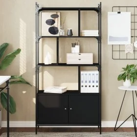 Shelving unit with black wood doors 76.5x30x154.5 cm by vidaXL, Bookcases and shelves - Ref: Foro24-833348, Price: 112,74 €, ...