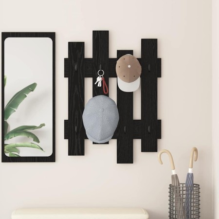 Perchero de pared con almacenamiento Roble negro 60 x 3 x 82 cm