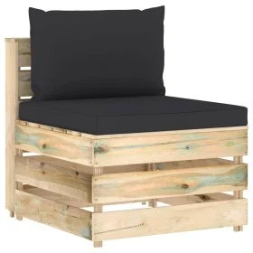 Sectional central sofa with gray impregnated wood cushions by vidaXL, Modular outdoor sofas - Ref: Foro24-3074514, Price: 86,...