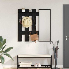 Perchero de pared con espejo Roble negro 100 x 10 x 100 cm