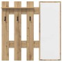 Perchero de pared con espejo Roble artesanal 100 x 10 x 100 cm