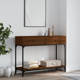 Oak brown engineered wood console table 100x34.5x75 cm by vidaXL, Side tables - Ref: Foro24-833397, Price: 88,20 €, Discount: %