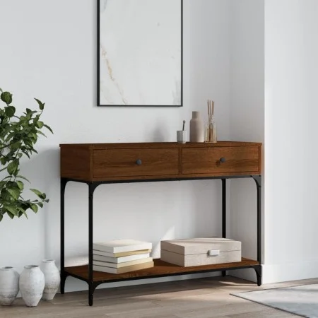 Oak brown engineered wood console table 100x34.5x75 cm by vidaXL, Side tables - Ref: Foro24-833397, Price: 86,71 €, Discount: %