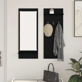 Perchero de pared con estante Roble negro 70 x 10 x 90 cm