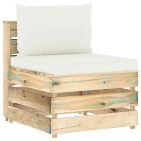 Ecksofa mit grau imprägnierten Holzkissen von vidaXL, Modulare Sofas für den Außenbereich - Ref: Foro24-3074509, Preis: 94,25...