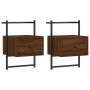 Wall bedside tables 2 units oak brown 35x30x51 cm by vidaXL, Nightstands - Ref: Foro24-833452, Price: 47,99 €, Discount: %