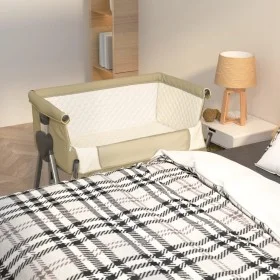 Cuna con colchón tela de lino gris taupe by vidaXL, Cribs and beds for children - Ref: Foro24-10291, Price: 142,34 €, Discoun...